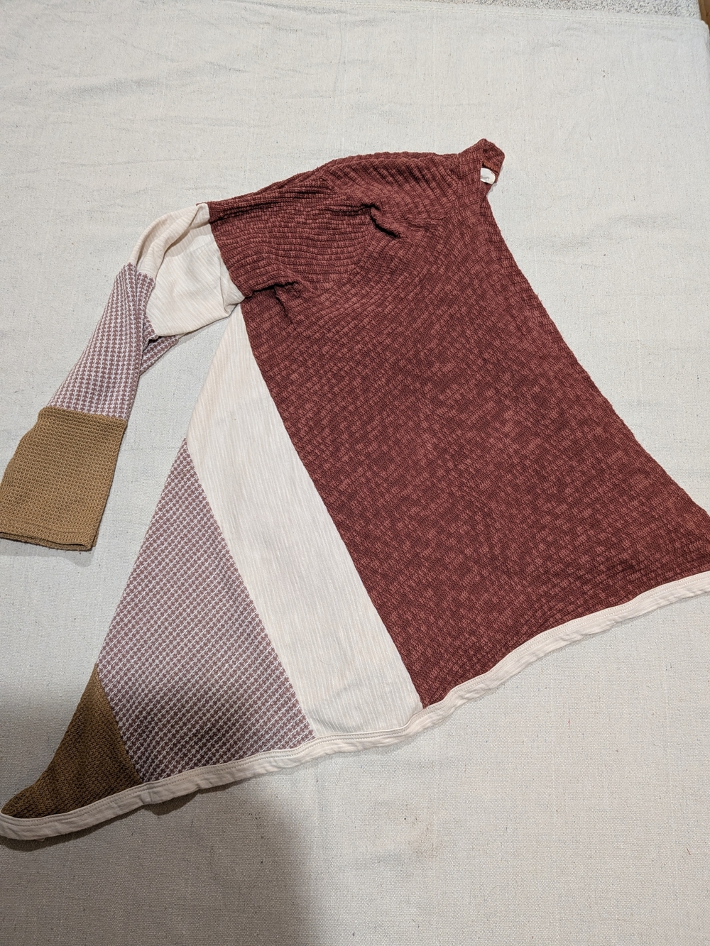 Boho Draped Colorblock Cardigan - Picture 2 of 10
